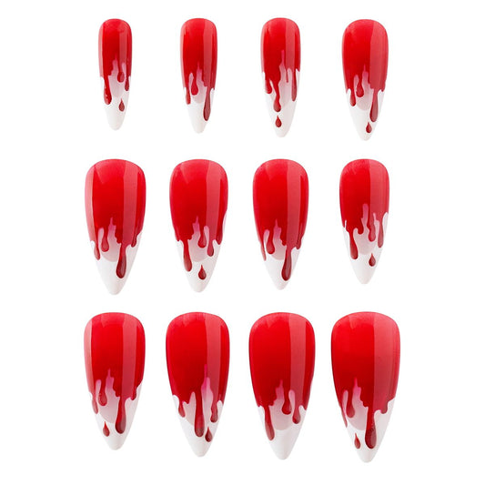 Vampire Blood Press-On Nails RED AND WHITE