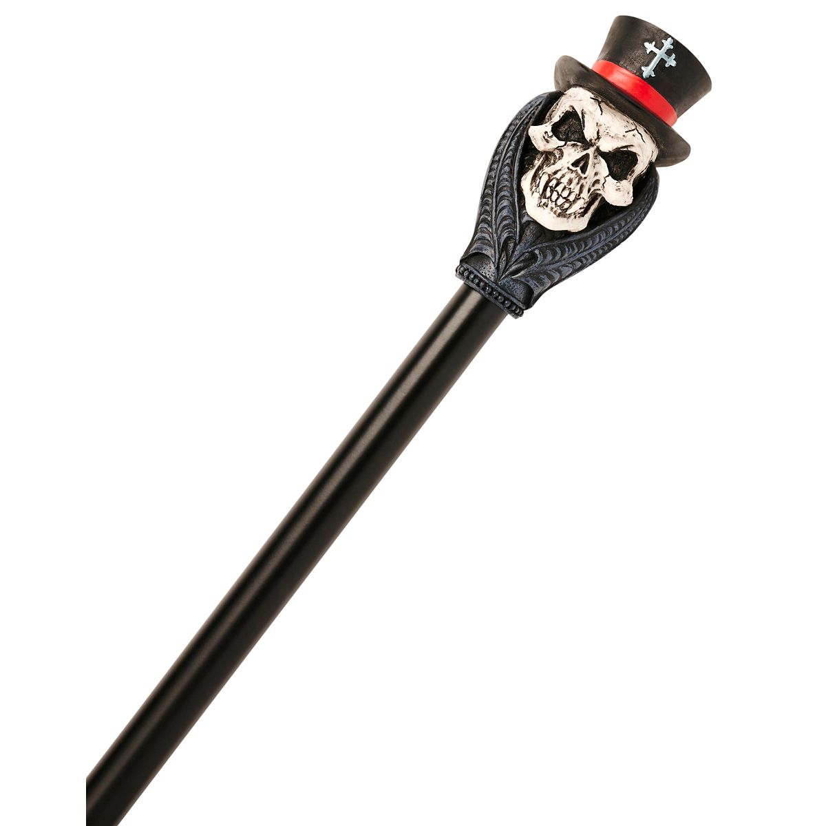 Vampire Skull and Bat Staff BLACK AND SILVER