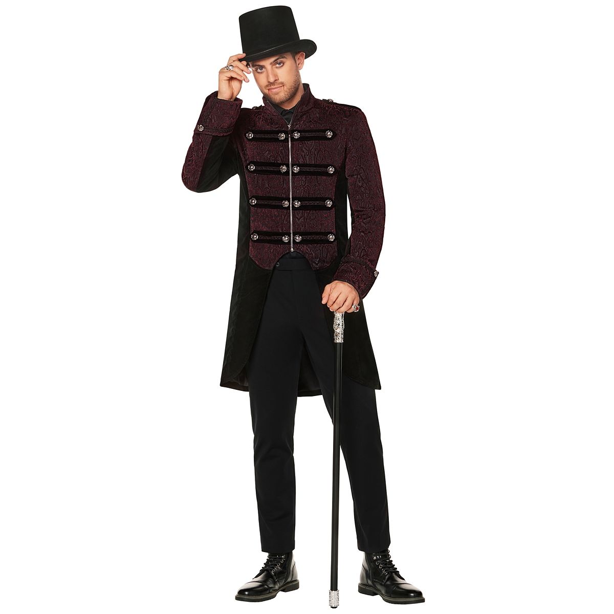 Adult Burgundy Vampire Jacket BLACK AND RED