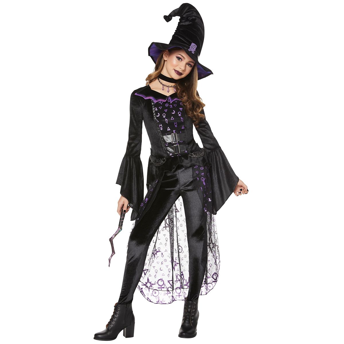 Kids Dark Coven Costume BLACK AND PURPLE