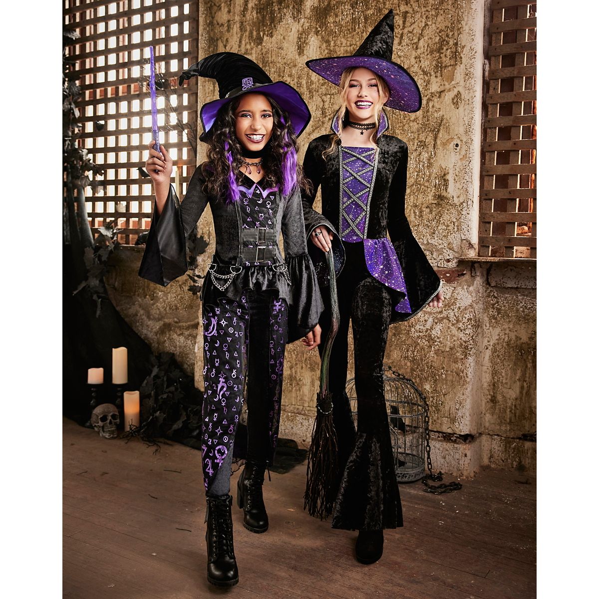 Kids Dark Coven Costume BLACK AND PURPLE