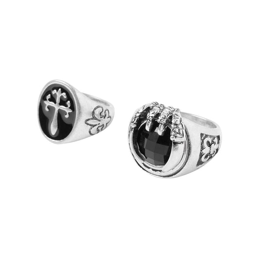 Adult Vampire Ring Set BLACK AND SILVER