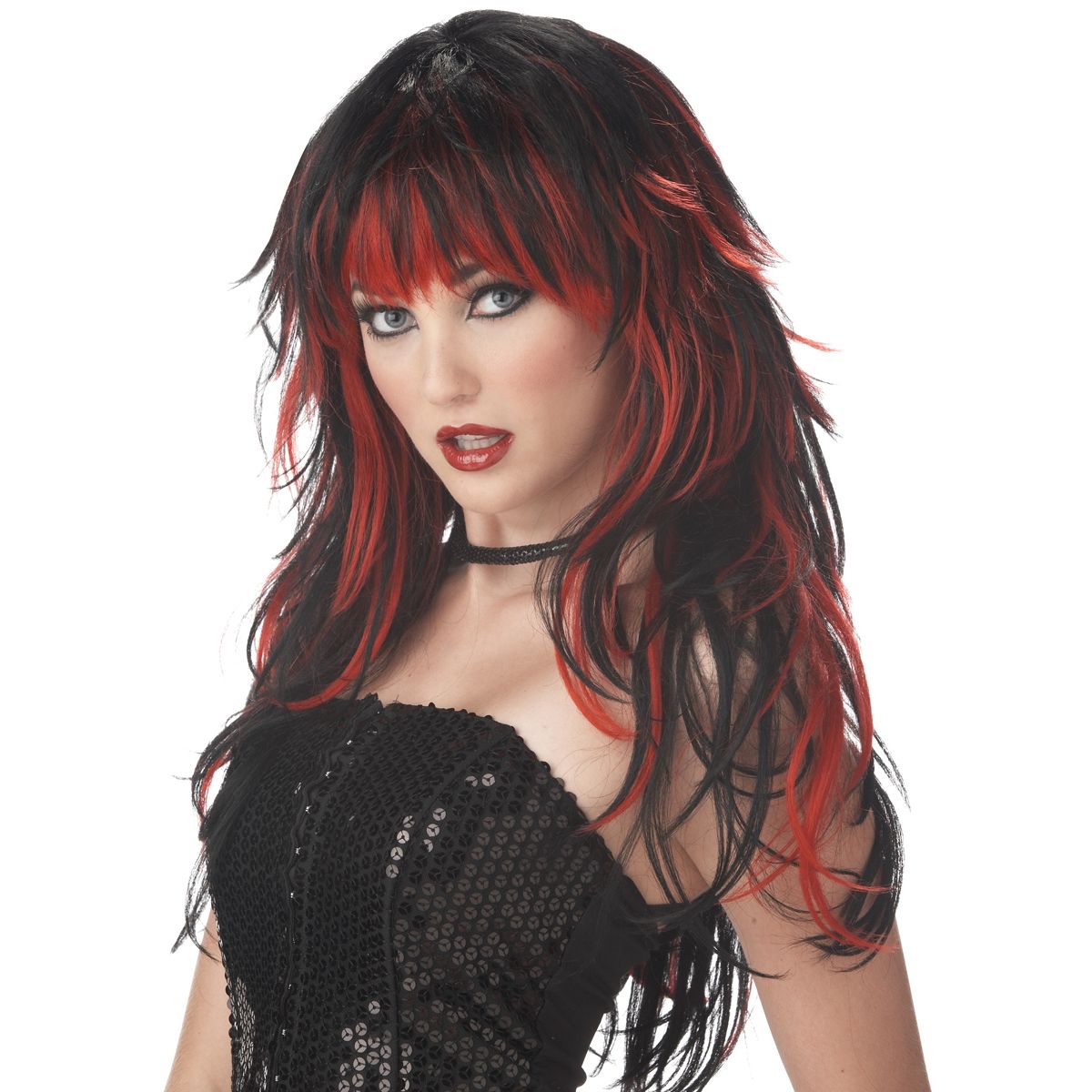 Tempting Tresses Wig BLACK AND RED