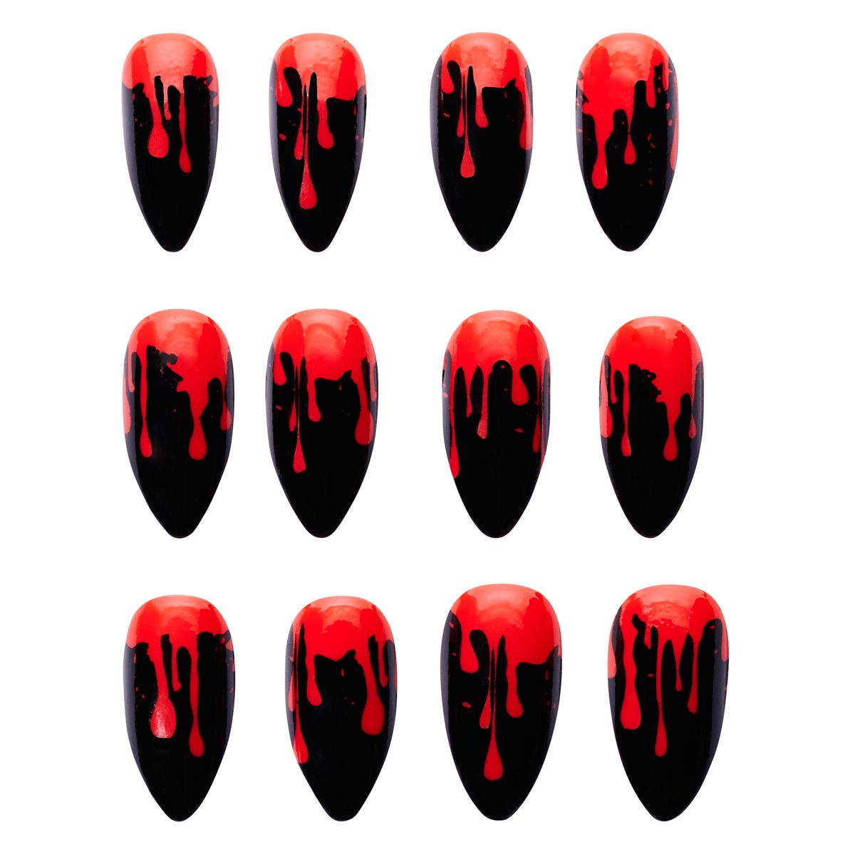 Horror Icon Bloody Press On Nails BLACK AND RED