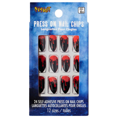 Horror Icon Bloody Press On Nails BLACK AND RED
