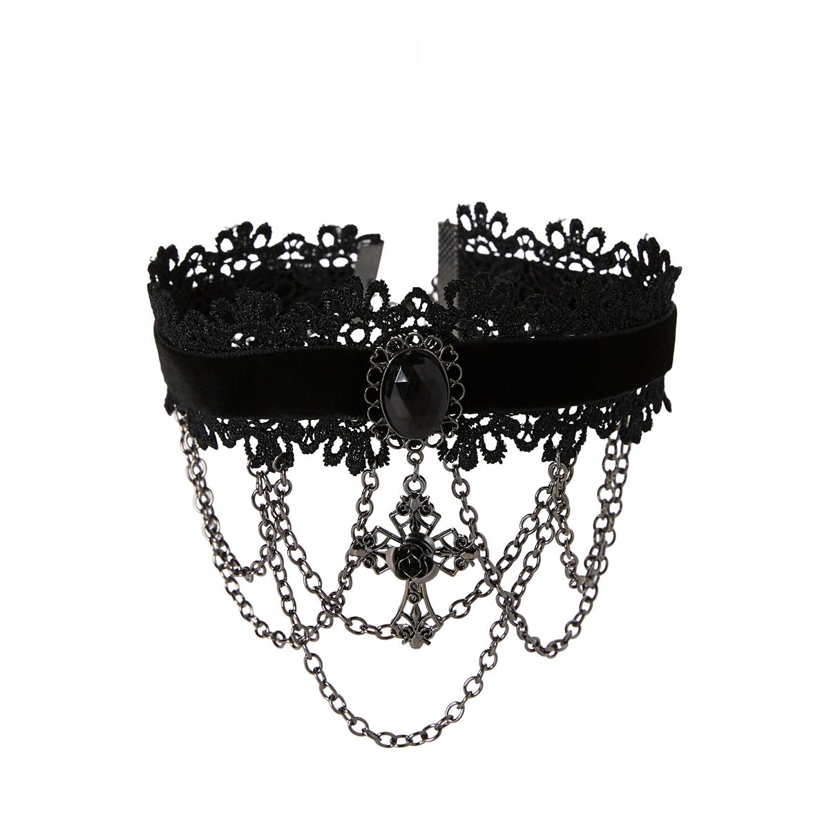 Vampire Cross Lace Choker Necklace BLACK