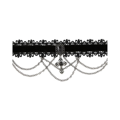 Vampire Cross Lace Choker Necklace BLACK