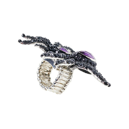 Purple Gem Spider Ring BLACK AND PURPLE