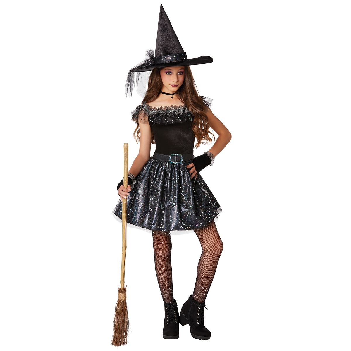 Kids Glitter Witch Costume BLACK
