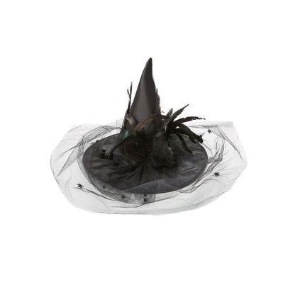 Feathered Black Witch Hat BLACK