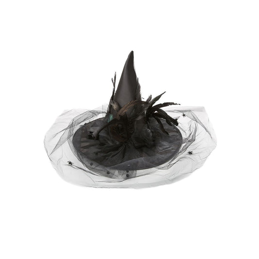 Feathered Black Witch Hat BLACK