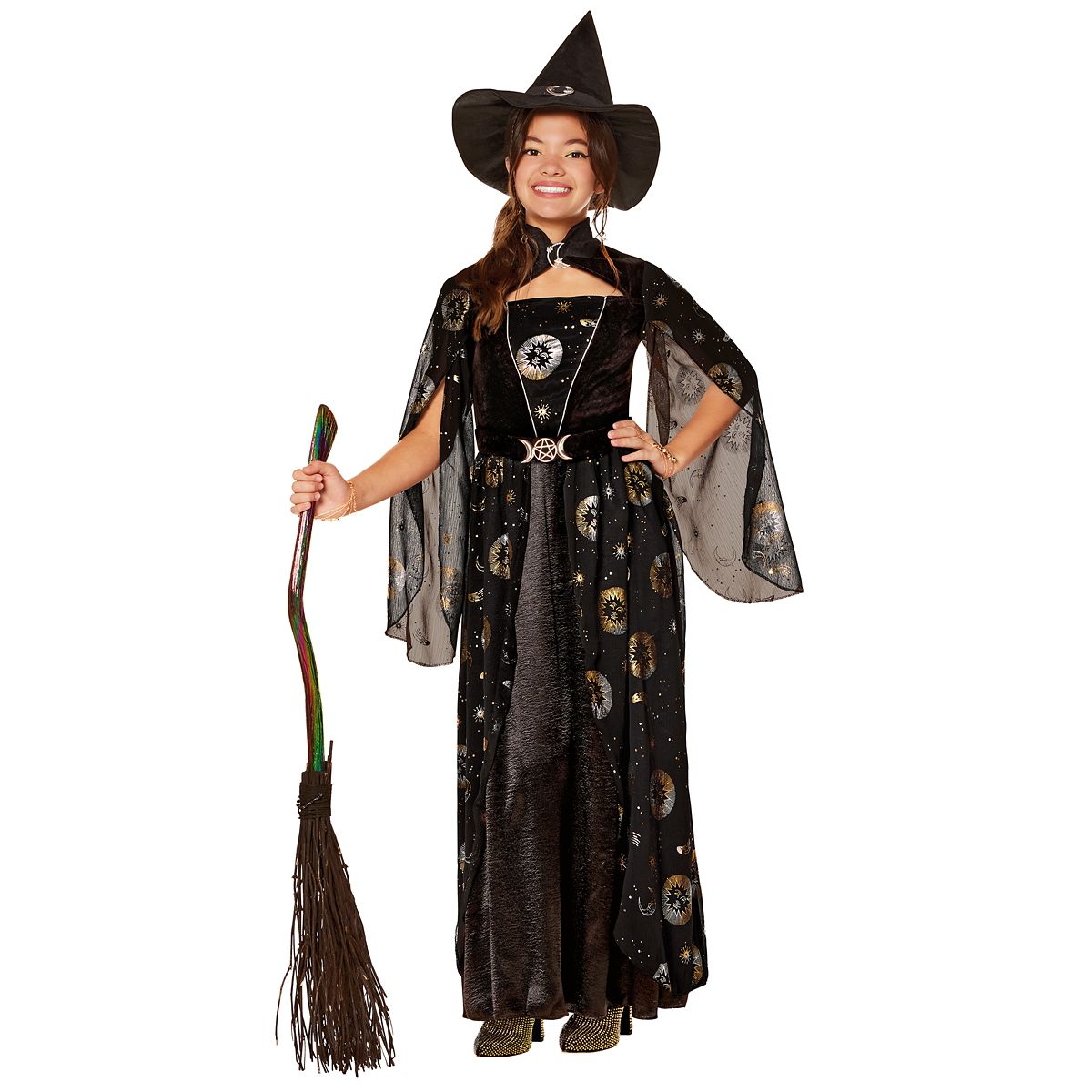 Kids Gold Dust Celestial Witch Costume BLACK/GOLD