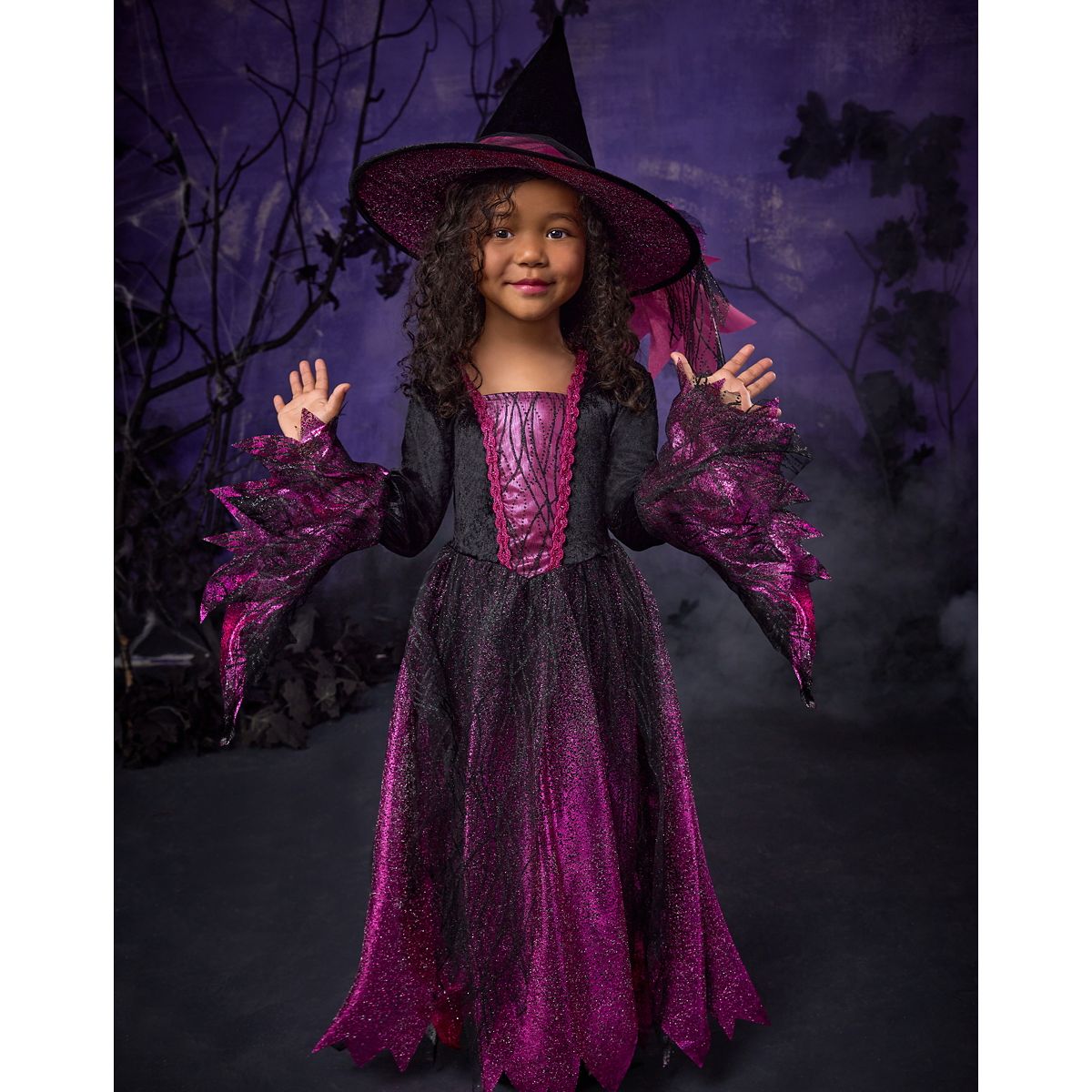 Toddler Shimmer Witch Costume BLACK AND PINK