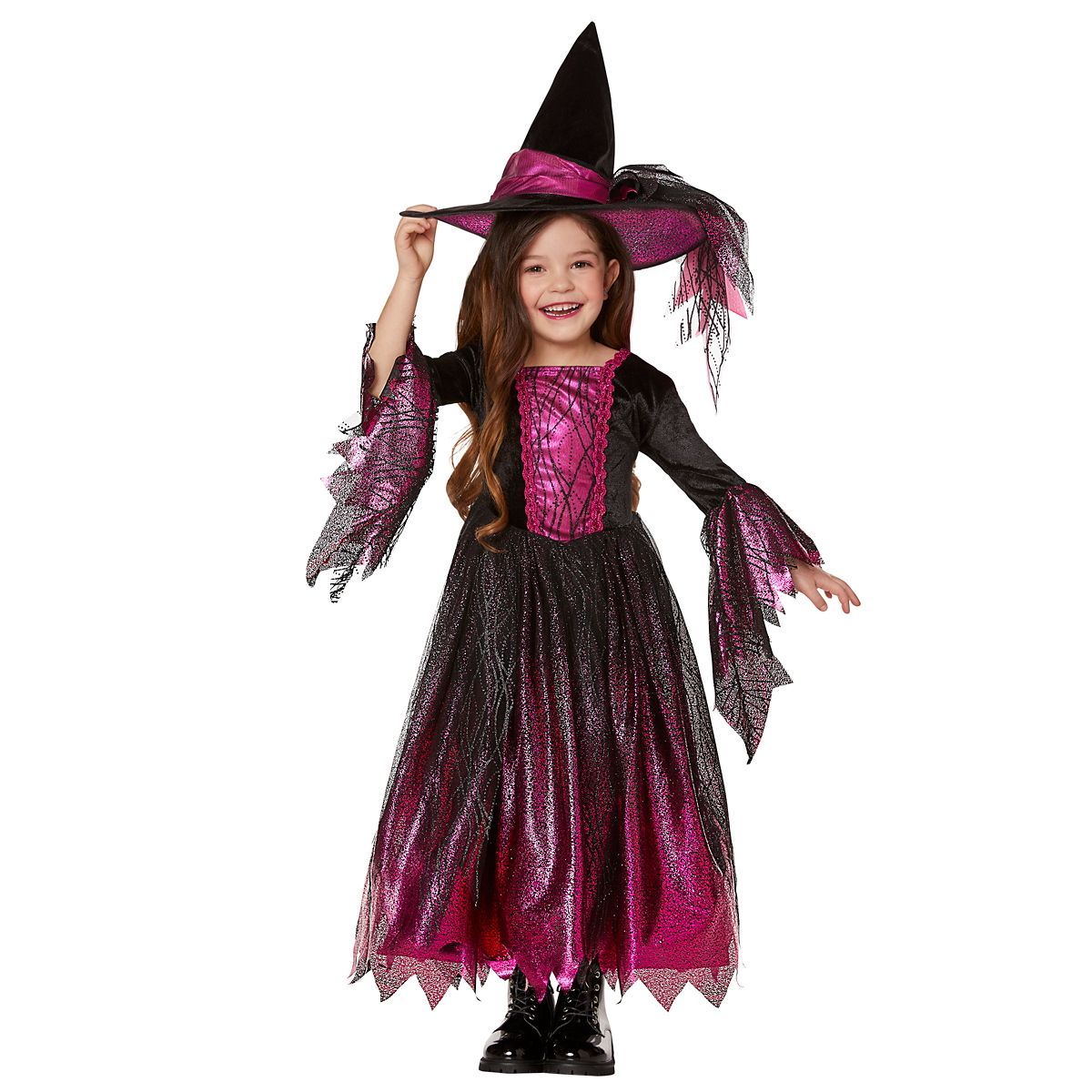 Toddler Shimmer Witch Costume BLACK AND PINK