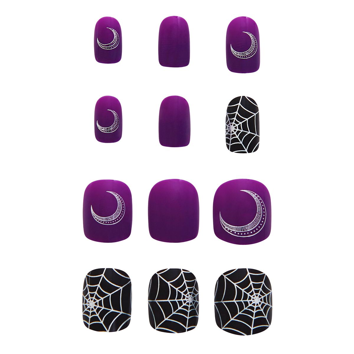 Kids Twilight Press On Witch Nails BLACK AND PURPLE