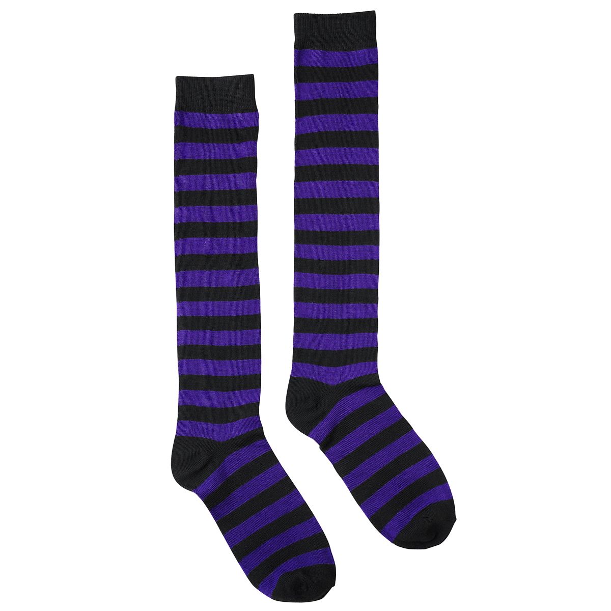 Black and Purple Striped Knee High Socks BLACK AND PURPLE