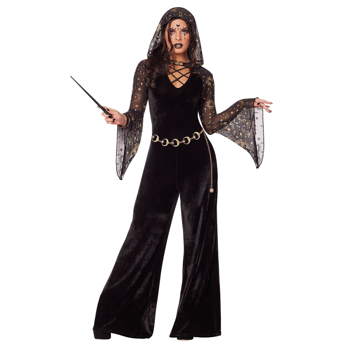 Adult Spellbinding Witch Jumpsuit Costume BLACK