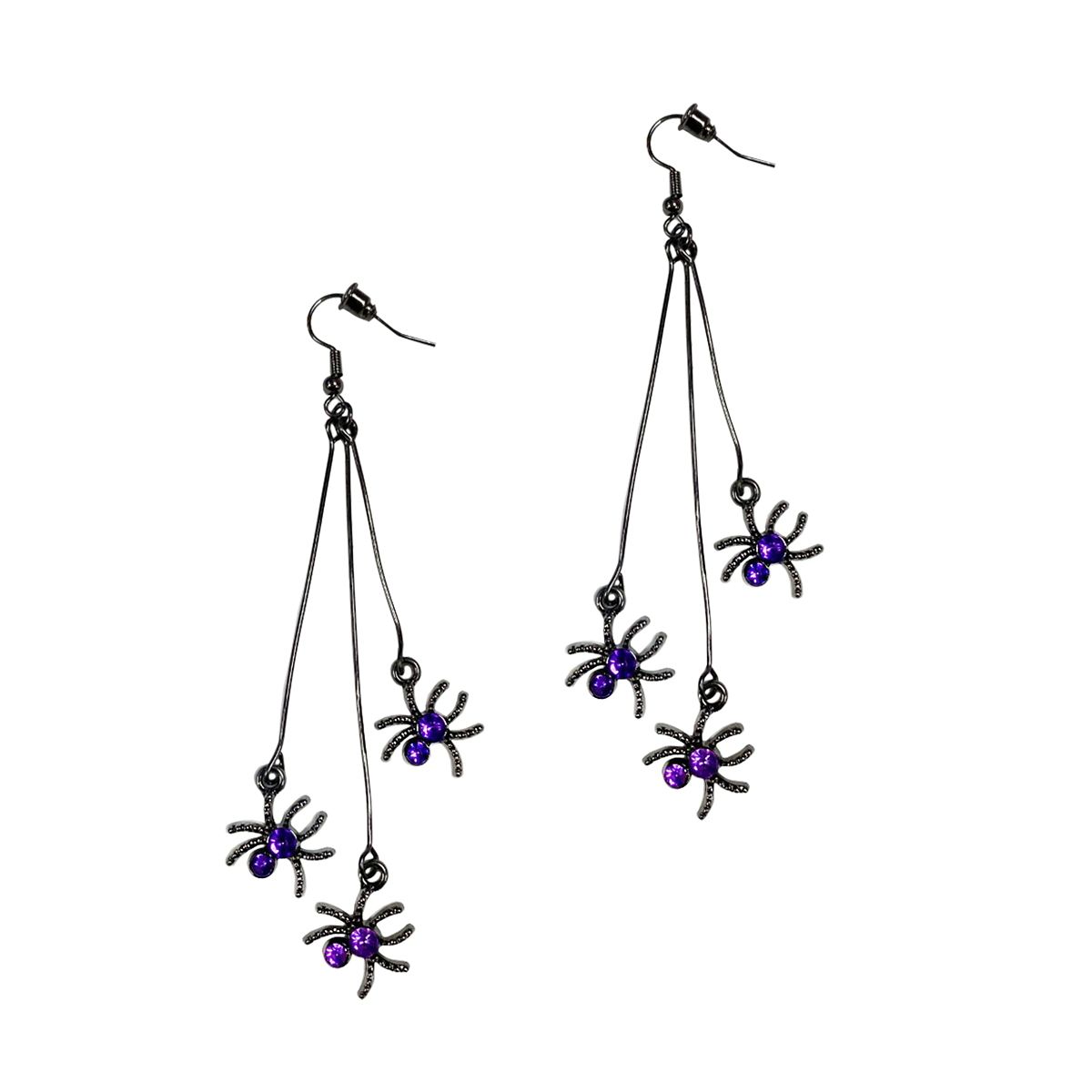 Purple Spider Dangle Earrings PURPLE