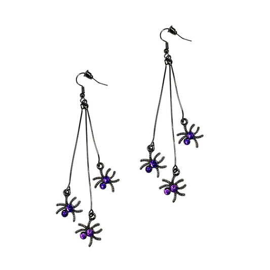 Purple Spider Dangle Earrings PURPLE