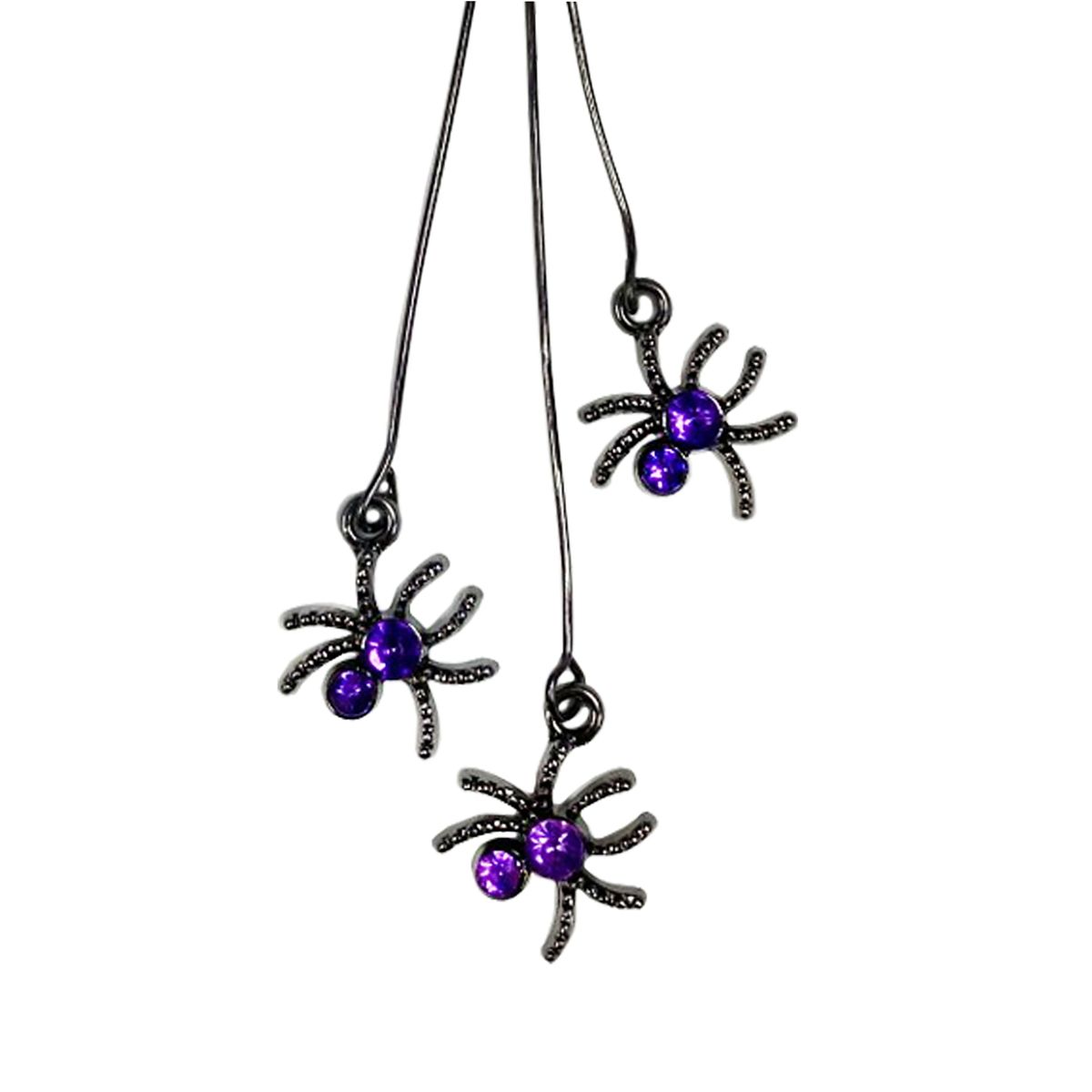 Purple Spider Dangle Earrings PURPLE