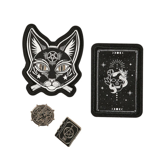Pentagram Patch and Pin Set BLACK