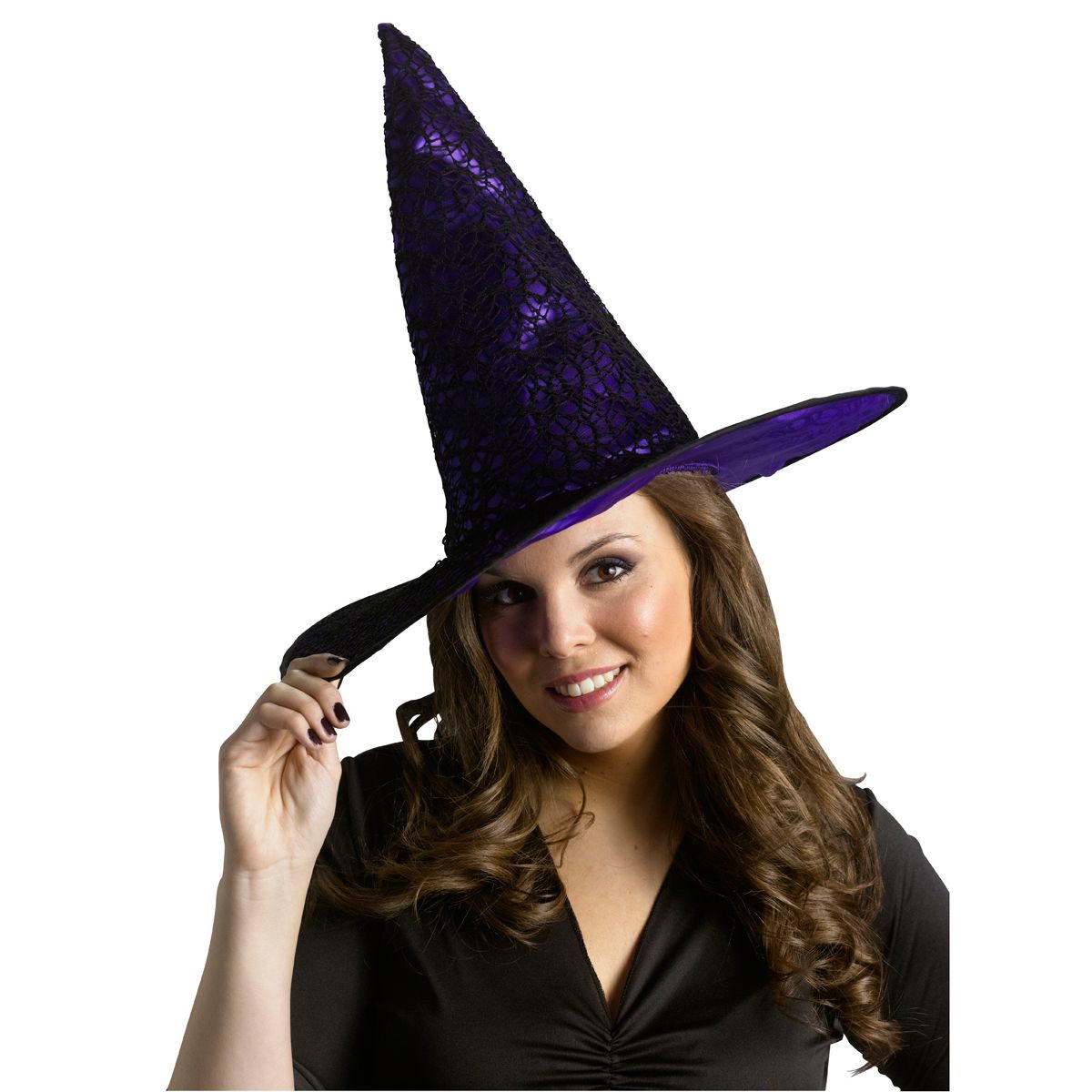 Purple Gothic Witch Hat BLACK AND PURPLE