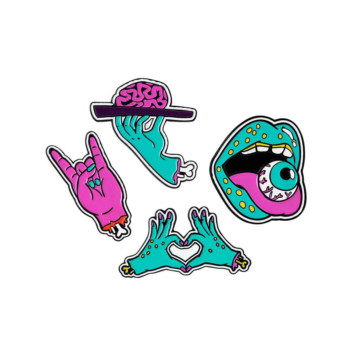 Zombie Pin Set - 4 Pack MULTI-COLOR