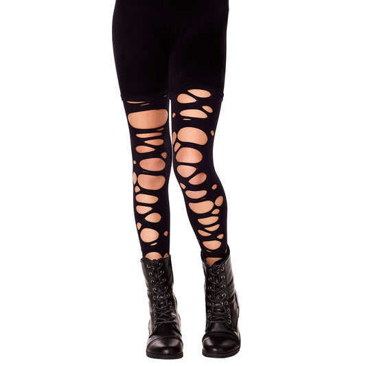 Kids Tattered Tights BLACK