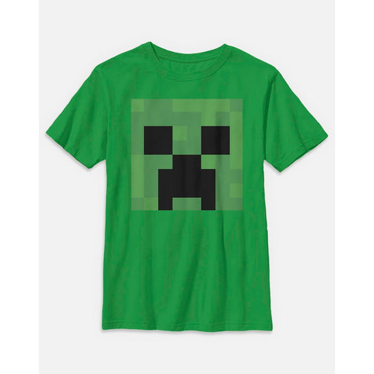 Kids Green Creeper T Shirt - Minecraft KELLY GREEN