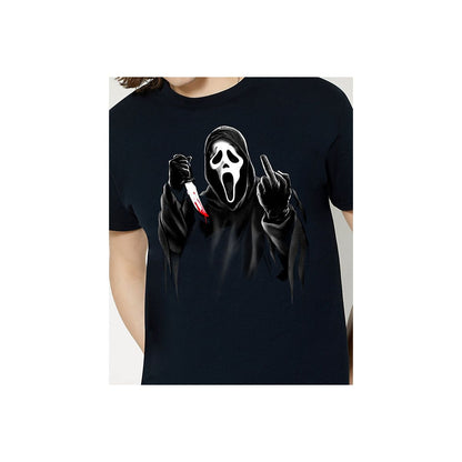 Ghost Face Middle Finger T Shirt BLACK