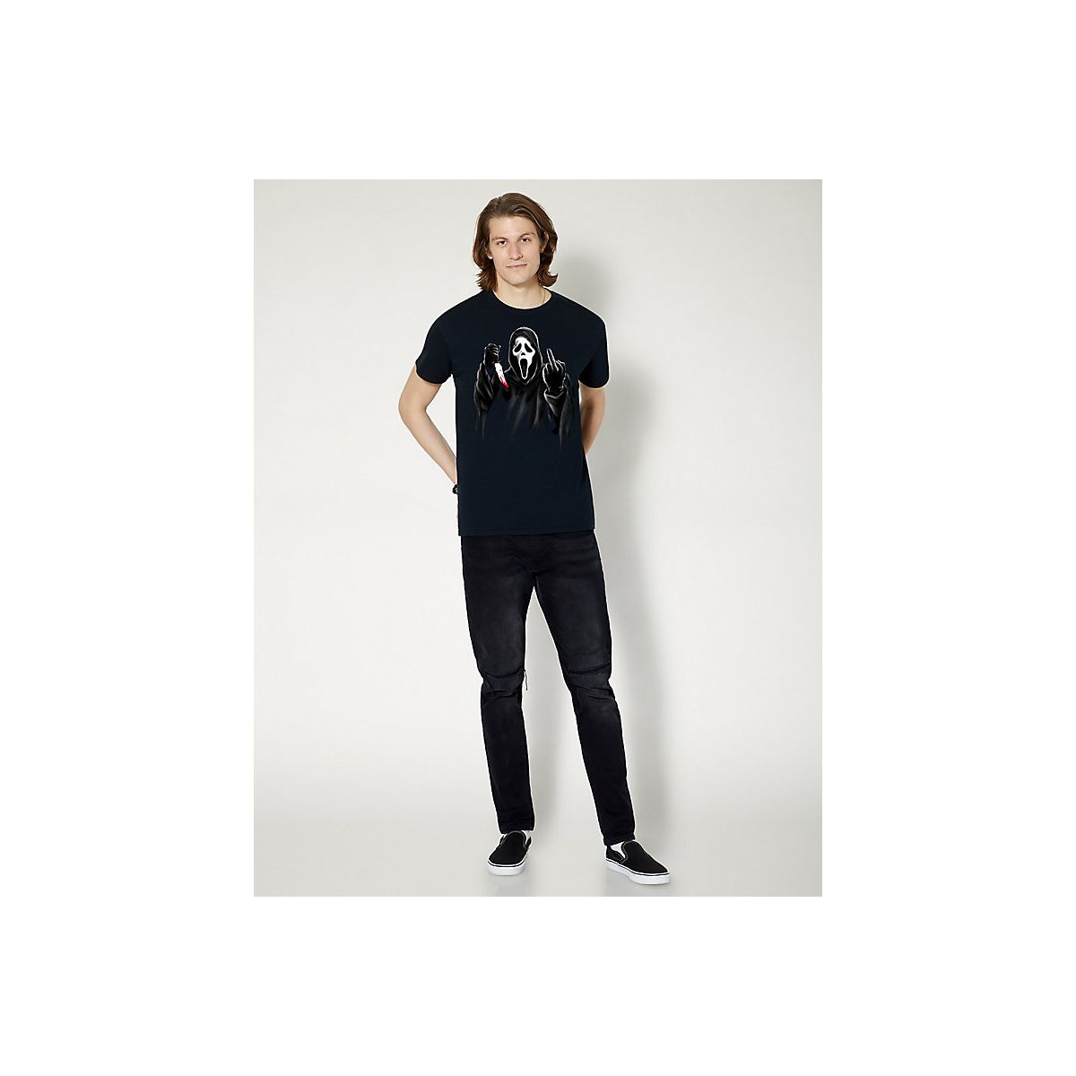 Ghost Face Middle Finger T Shirt BLACK