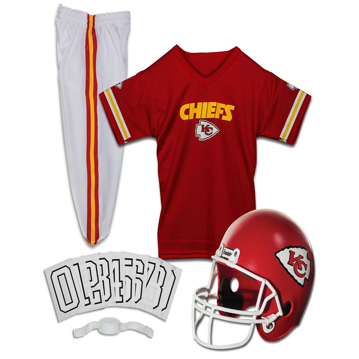 Kids Kansas City Chiefs NFL Uniform Costume Deluxe - Franklin Sports RED AND WHITE