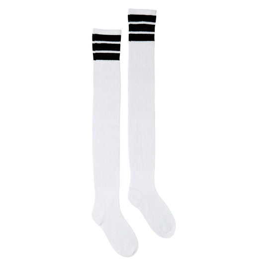 Black Striped Over The Knee Socks BLACK AND WHITE