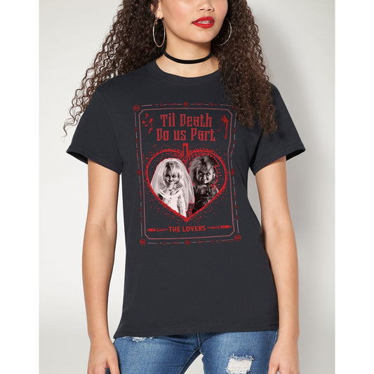 Til Death Do Us Part Chucky and Tiffany T Shirt BLACK
