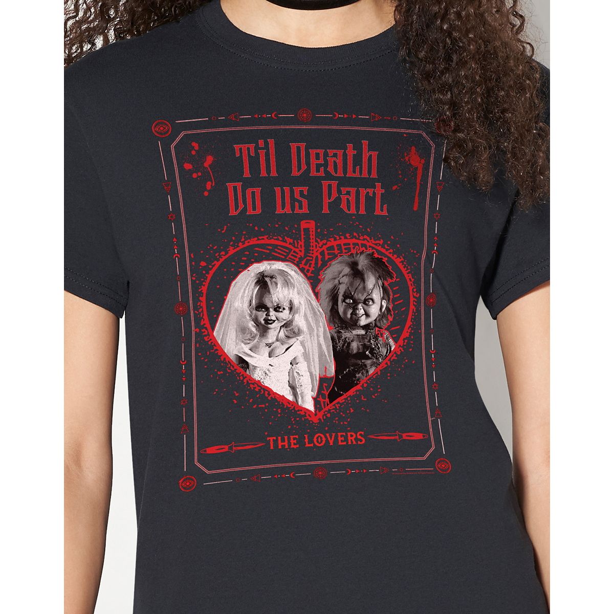 Til Death Do Us Part Chucky and Tiffany T Shirt BLACK