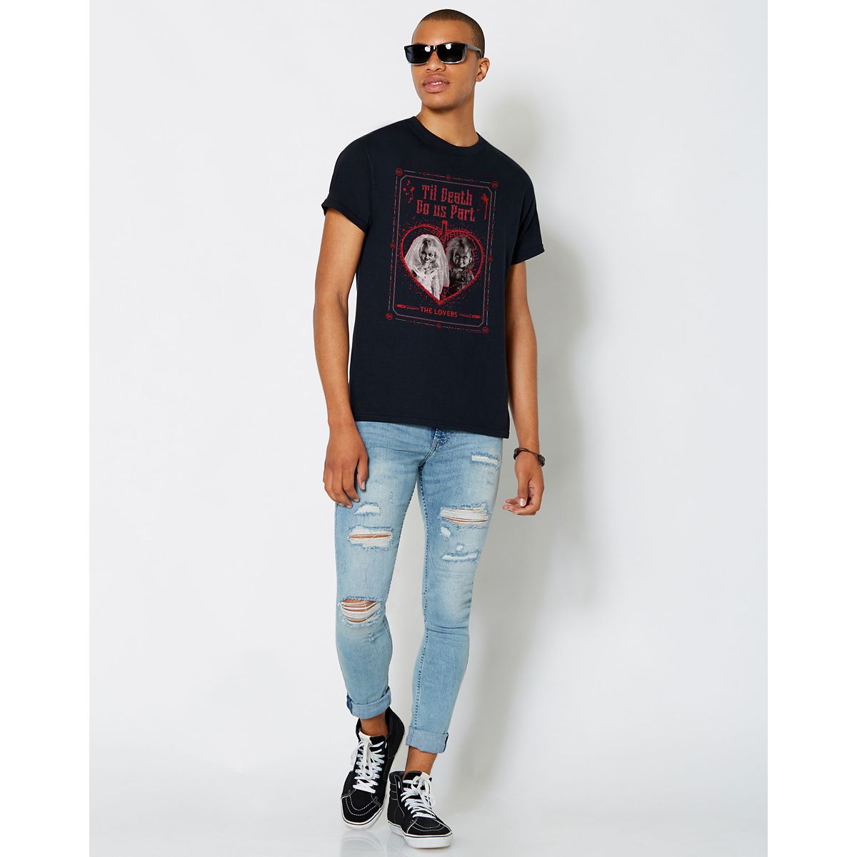 Til Death Do Us Part Chucky and Tiffany T Shirt BLACK