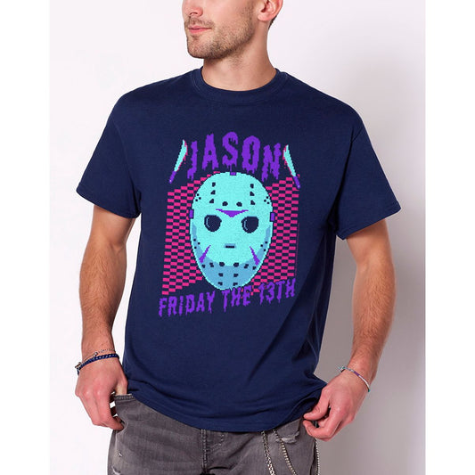 Game Over Jason Voorhees Mask T Shirt - Friday the 13th NAVY