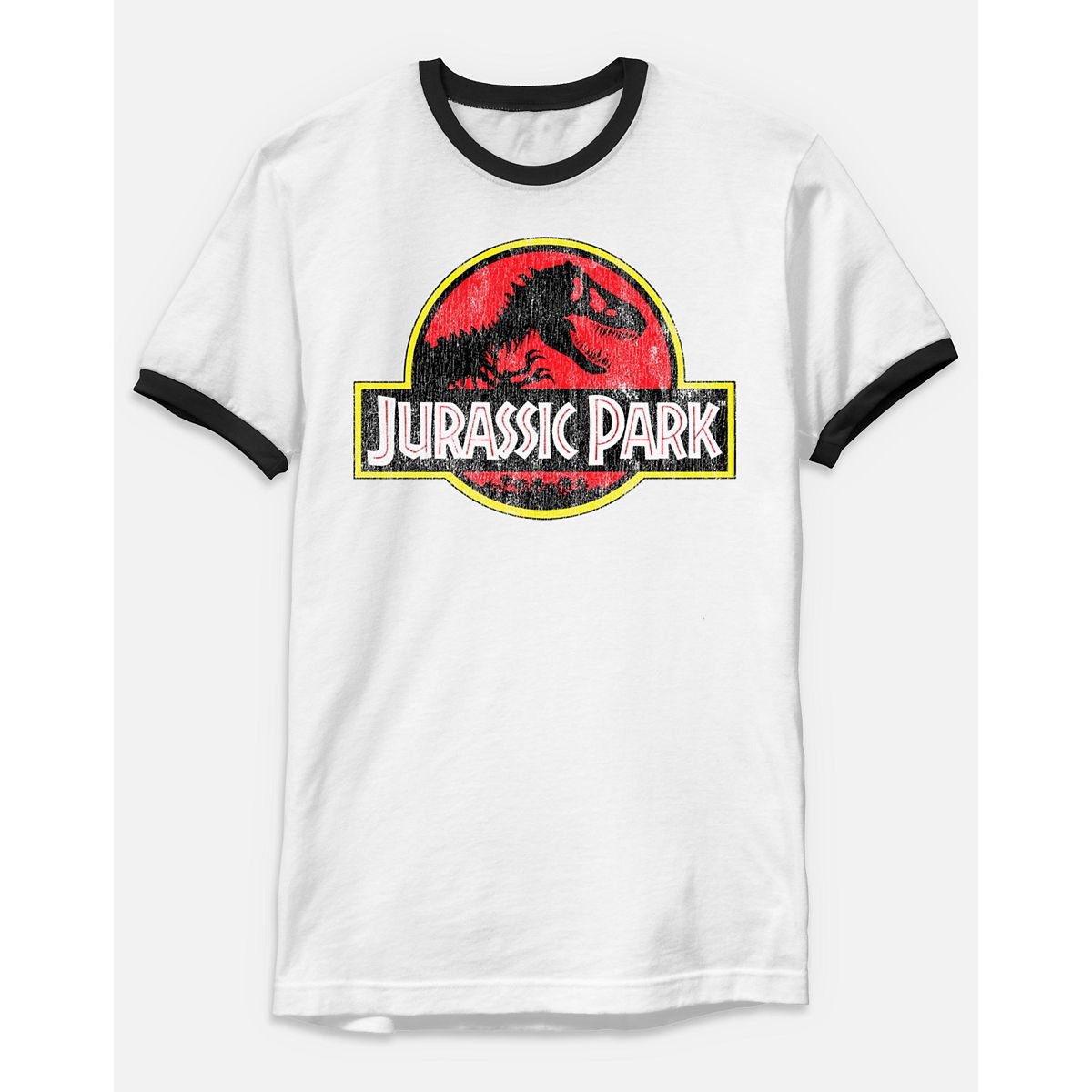 Jurassic Park Ringer T Shirt BLACK AND WHITE