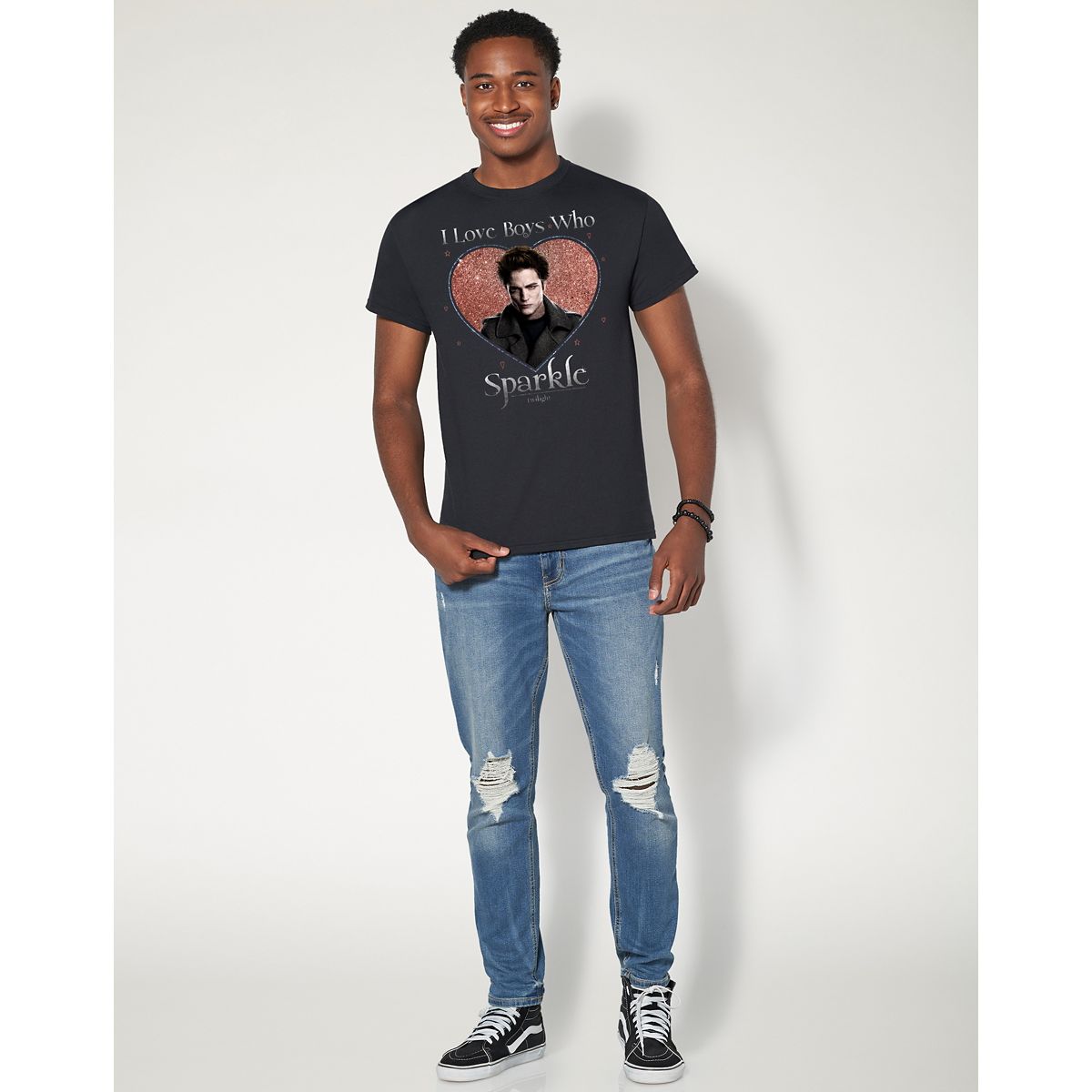 I Love Boys Who Sparkle T Shirt - Twilight BLACK