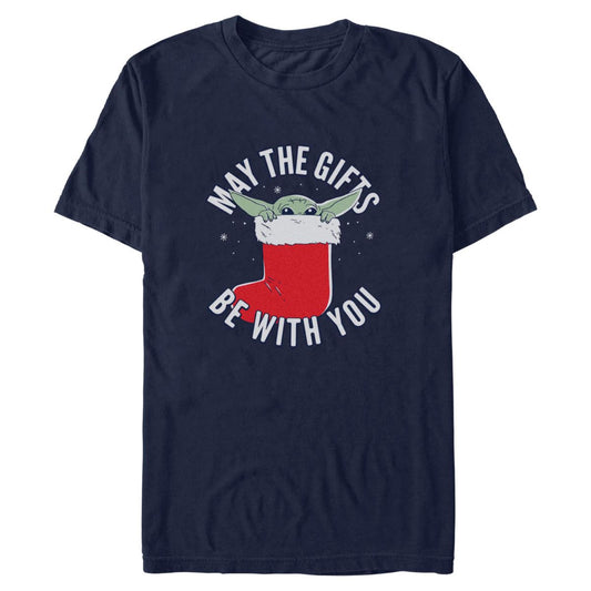 Grogu May the Gifts Be With You T Shirt - The Mandalorian NAVY