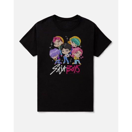 Saja Boys Chibi Group T Shirt - KPop Demon Hunters BLACK