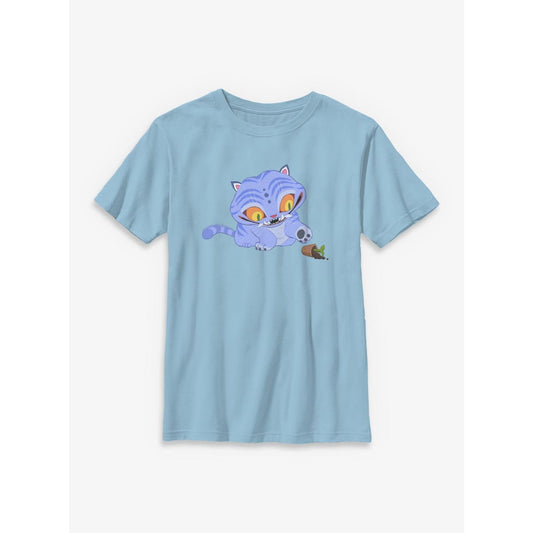 Kids Chibi Derpy Tiger Plant T Shirt - KPop Demon Hunters LIGHT BLUE
