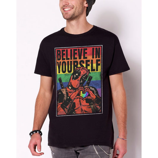 Believe In Yourself Rainbow Deadpool T Shirt BLACK