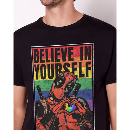 Believe In Yourself Rainbow Deadpool T Shirt BLACK