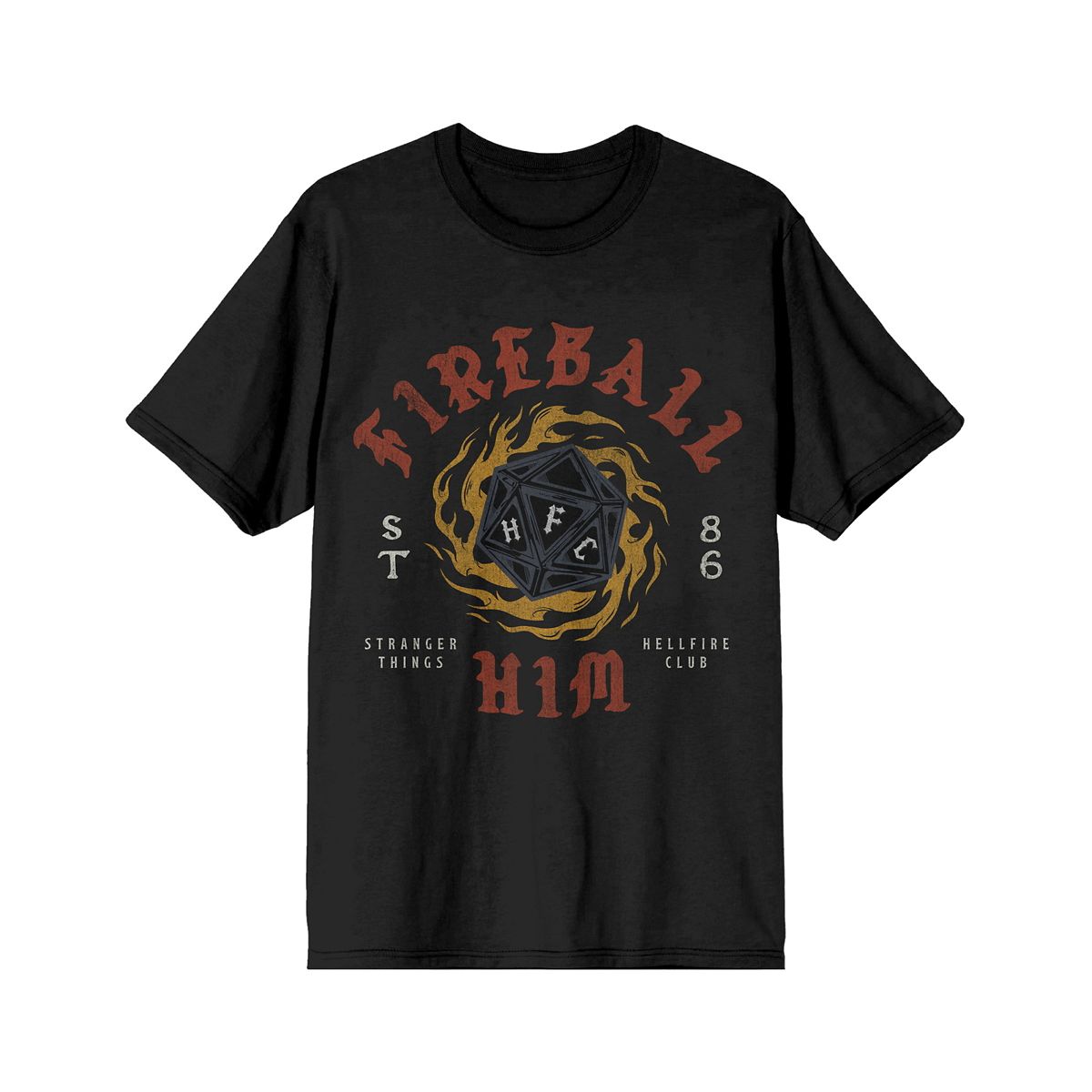 Stranger Things Fireball Him T Shirt BLACK