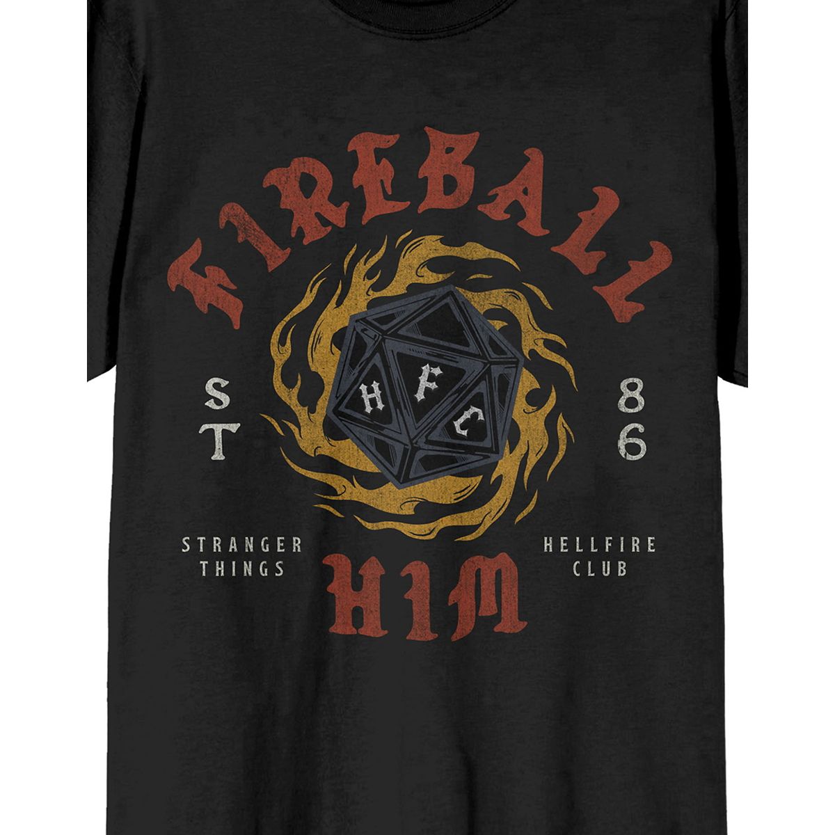 Stranger Things Fireball Him T Shirt BLACK