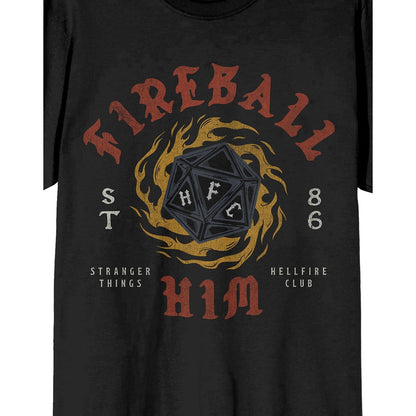 Stranger Things Fireball Him T Shirt BLACK