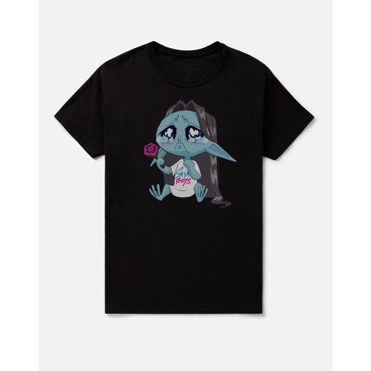 Chibi Crying Saja Boys Demon Fan T Shirt – KPop Demon Hunters BLACK