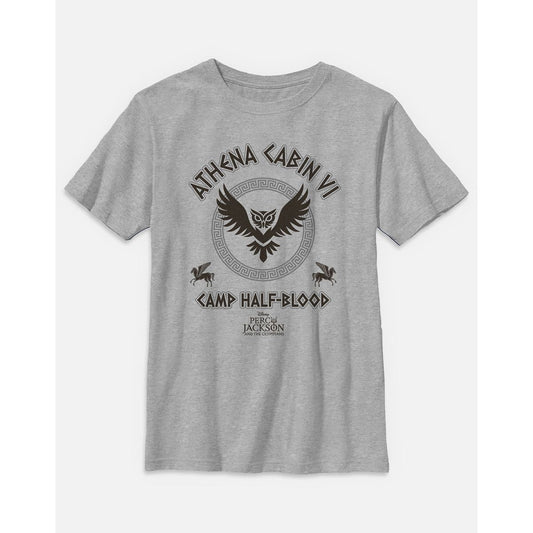 Kids Percy Jackson Camp Half-Blood Athena Cabin VI T Shirt HEATHER GREY
