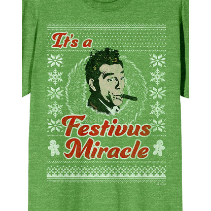 Kramer It's a Festivus Miracle  T Shirt - Seinfeld GREEN